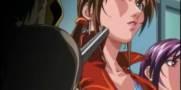Roped hentai girls with muzzle group fucking in the office