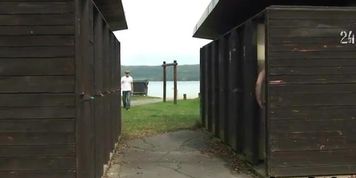 Granny takes it from behind in the changing room