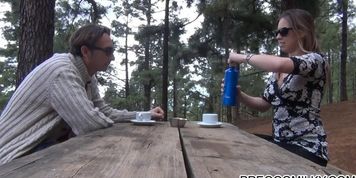 lactating amateur MILF outdoor teaparty