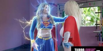 TABOO HEAT   Kinky LESBIAN SEX BATTLE   Supergurl vs Powergurl 