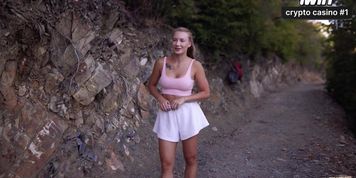 Real Sex Vlog in the Forest. She Jokes a Lot and Swallows Cum
