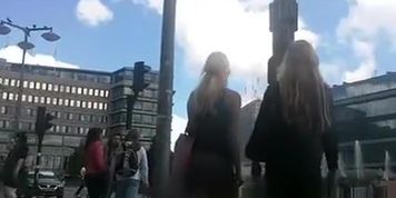 Mini waking in city