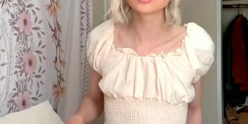 Cute Tranny Babe In White Dress Showing And Stroking Her Cock