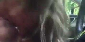 Wild chick sucking a dick in the car like crazy