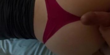 Cum Shot on Red Thong