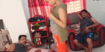 Indian Girl having fun with 2 young Boys