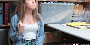 Curvy brunette teen talked into having sex after getting busted for shoplifting