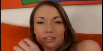 Nasty babe with pretty face Maya Hills loves to sucks hard cock then takes warm cum on her clit