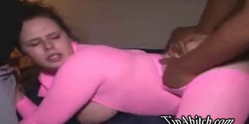 White chick lets 2 black guys bust nuts in her deep