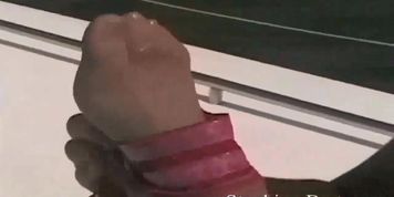 Watch me slide on my sexy black stockings