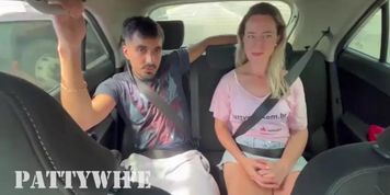 Wife fucked by friend in backseat while husband drives