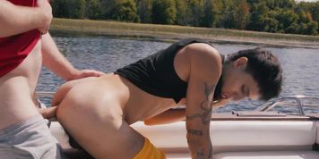 Angel Elias and Marcus McNeil masturbating and fucking each other on boat