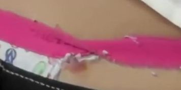 Charming teen girl's thong peeks out