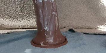 Riding BBC sissy riding thick 11" dildo