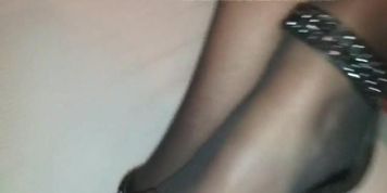 Massive cum black stockings