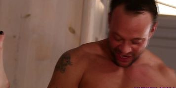 Jizz faced pornstar suck