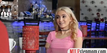 College couple threesome with busty milf at the diner (Mary Jane Wilde)