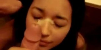 Cute latina teen blows and gets a huge facial (Talia)