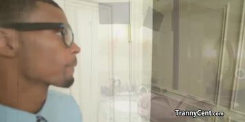 Shemale fucking rough black cock