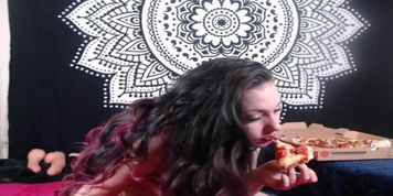 Chubby MILF Eats an Entire Large Pizza