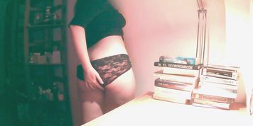 Real Amateur. I play with my ass in black lingerie.