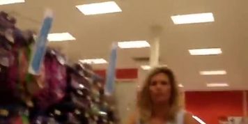 Fem in long dress beautiful up skirt caught on video