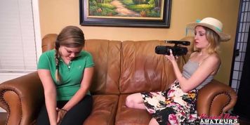 Skinny Brunette Teens Pixie Pie And Lauren Share Dick Sucking And Fucking