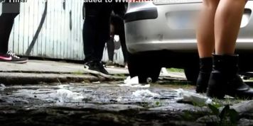 Pee everywhere ! on house and parking ! public voyeur