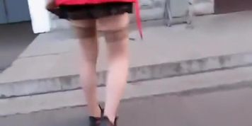 Creeping up on her weird sexy outfit
