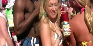 Guys and Girls Do Beer Bong At Celebration (Daryn Lee)