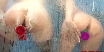 RED XXX - Red and Lucy fuck their toys in the shower (Lucy Gresty)