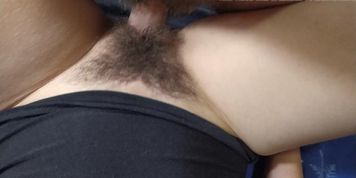 CUM ON HAIRY PUSSY. 4K HOMEMADE