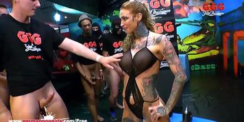 Tattooed Calisi Ink Sucks a Train of dicks -  German Goo Girls (Kalisi Ink)