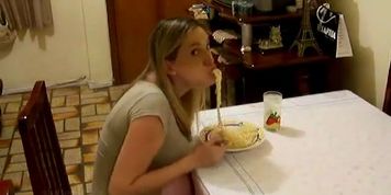 Carol a Big Pregnant Belly Stuffing
