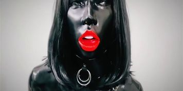 DREAMMASK M08B Black Poppy with Latex coating for sexy girl Breathless