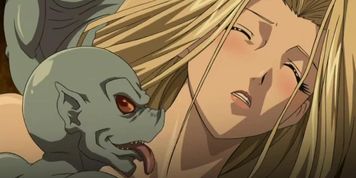 Poor anime chick got surrounded by a dozen of very horny goblins