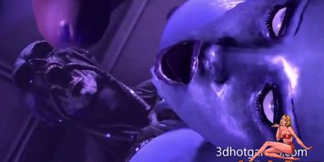 Mass Effect 3D hard orgy with monsters and Liara