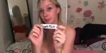 Amazing busty blonde masturbates on camera