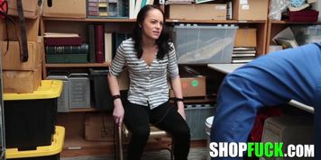 Store Guard Fucked The Brunette Teen Thief & Took A Close-Up Video Of Her Pussy - SHOPFUCK