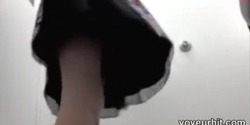 Petite Sweetheart Trying On Tight Jeans In Change Room