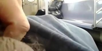 Stroking dick to the hot blonde on the subway