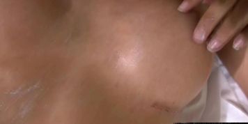 Spicy t-girl gets messy with lotion and shoots big jizz load