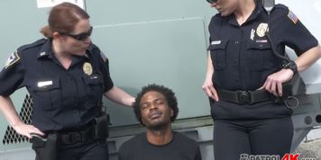 This slutty female cop loves to ride big black cocks in public