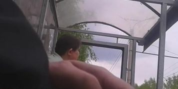 Flashing dick to not young woman at bus stop