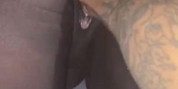 Intense ebony pussy fisting from the back!