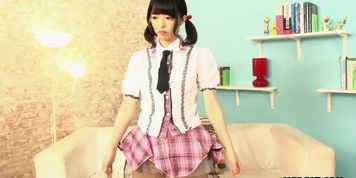 Japanese girl Akina Sakura with two men to take care of her shaved pussy uncensored.