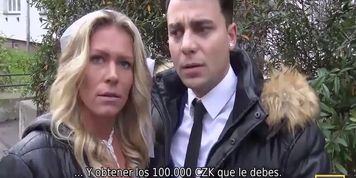 DEBT4k. Hottie en vestido de novia blanco satisface a un extra&ntilde;o por $ 5000