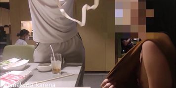flashing boobs in asian restaurant