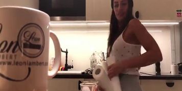 Tight Pussy Bending Over in front of Voyeur Cam No Panties