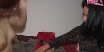 Petite Lesbians Lick Their Pussies At Home